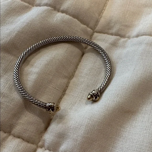 David Yurman Silver and Gold Cable Bracelet - Picture 2 of 7